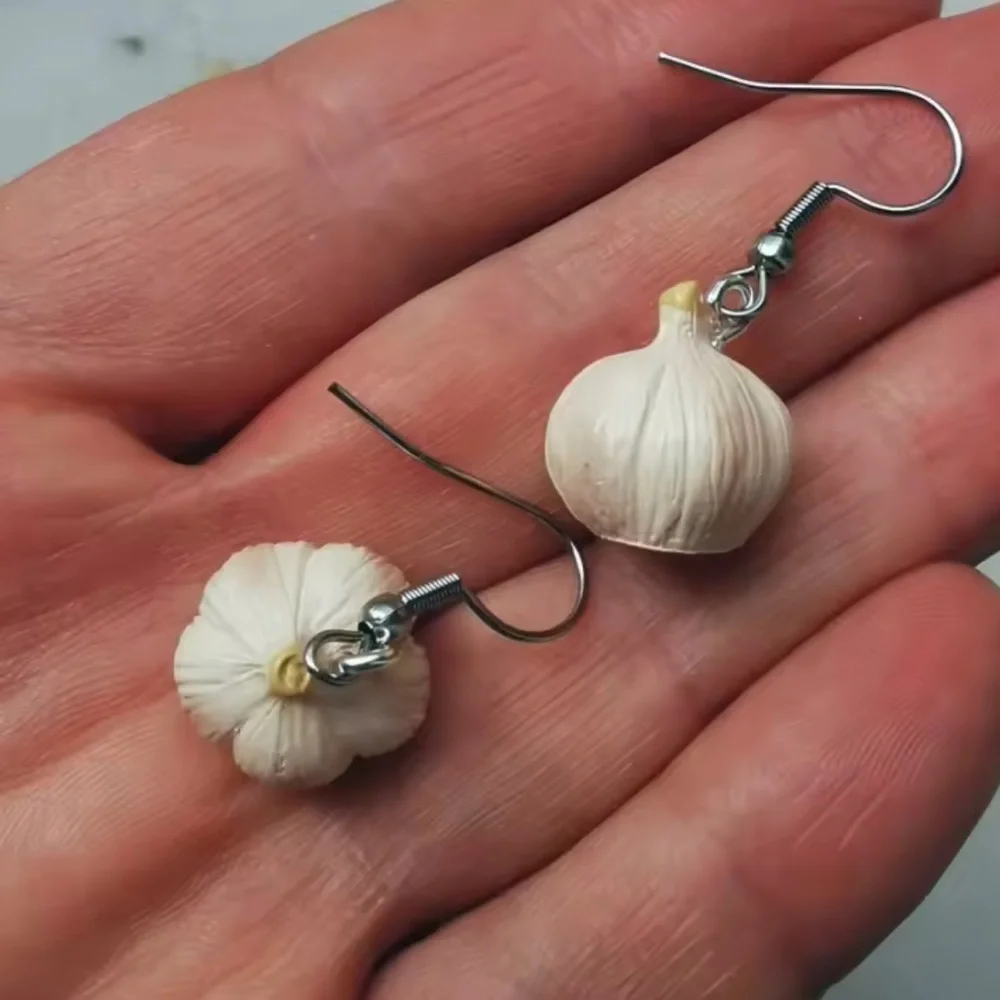 Garlic Bulb Cream Earrings